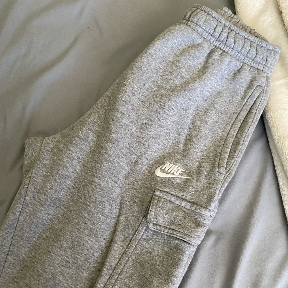 Gray Nike sweatpants.